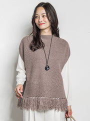 カシミヤシルクフリンジベスト