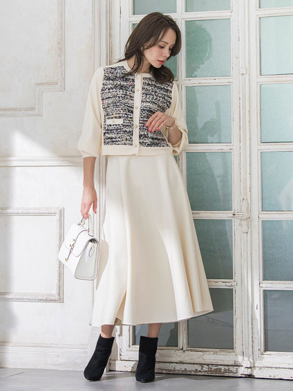 CLARENSONミックスツイードカーディガン