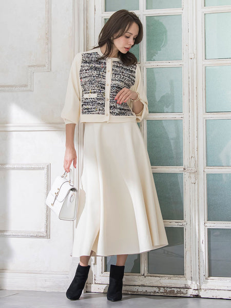 CLARENSONミックスツイードカーディガン