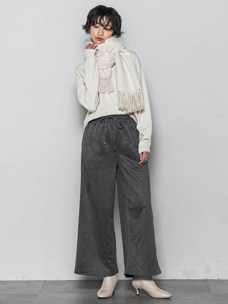 【ふわもち】Vネックニット≪洗濯機で洗える≫