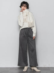 【ふわもち】Vネックニット≪洗濯機で洗える≫