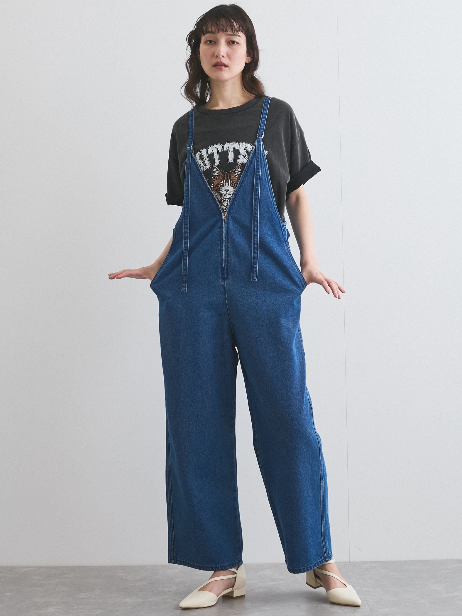ライトオンスデニムサロペットパンツ≪手洗い可能≫
