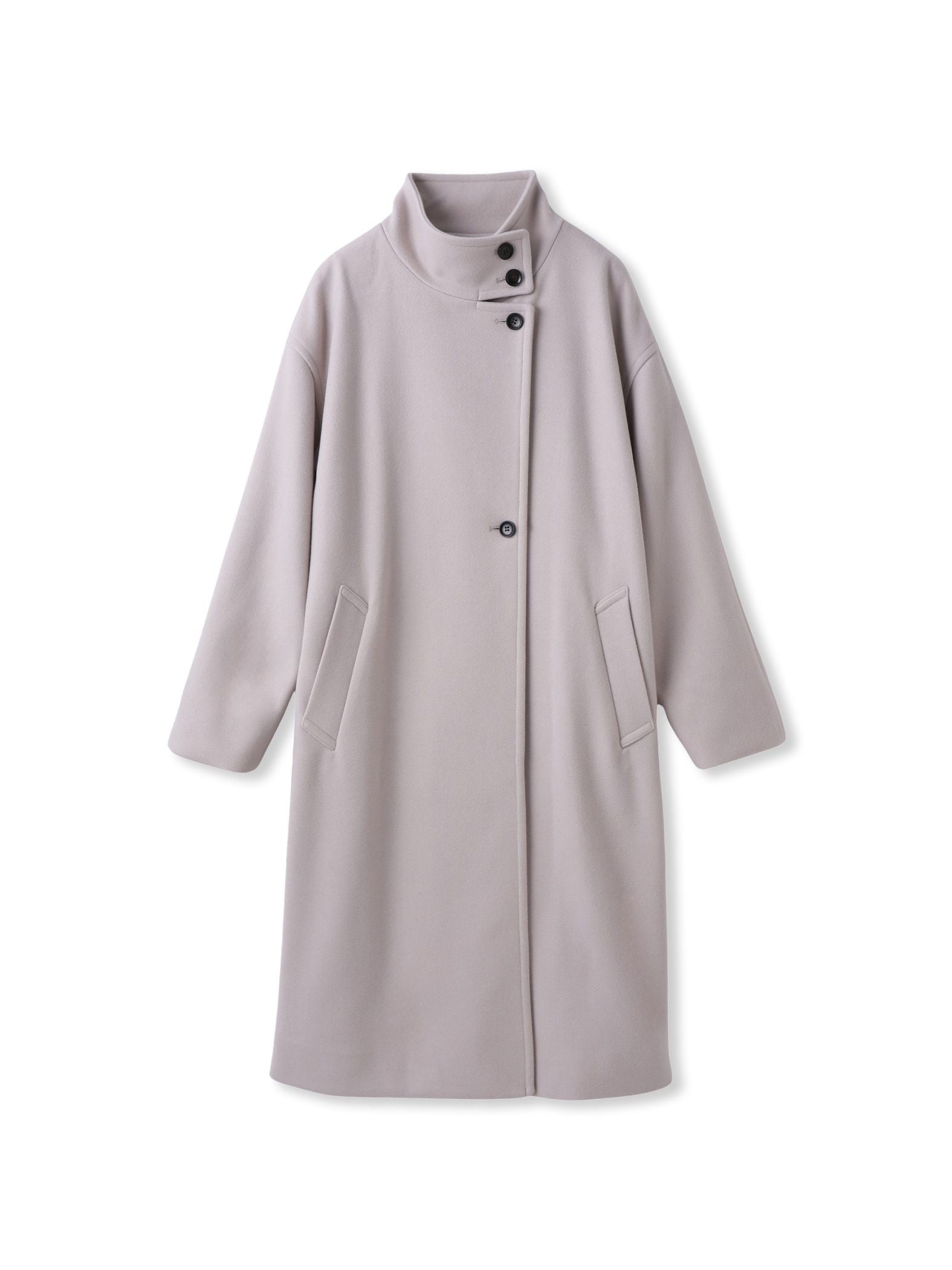 ライトジャージメルトンスタンドカラーロングコート