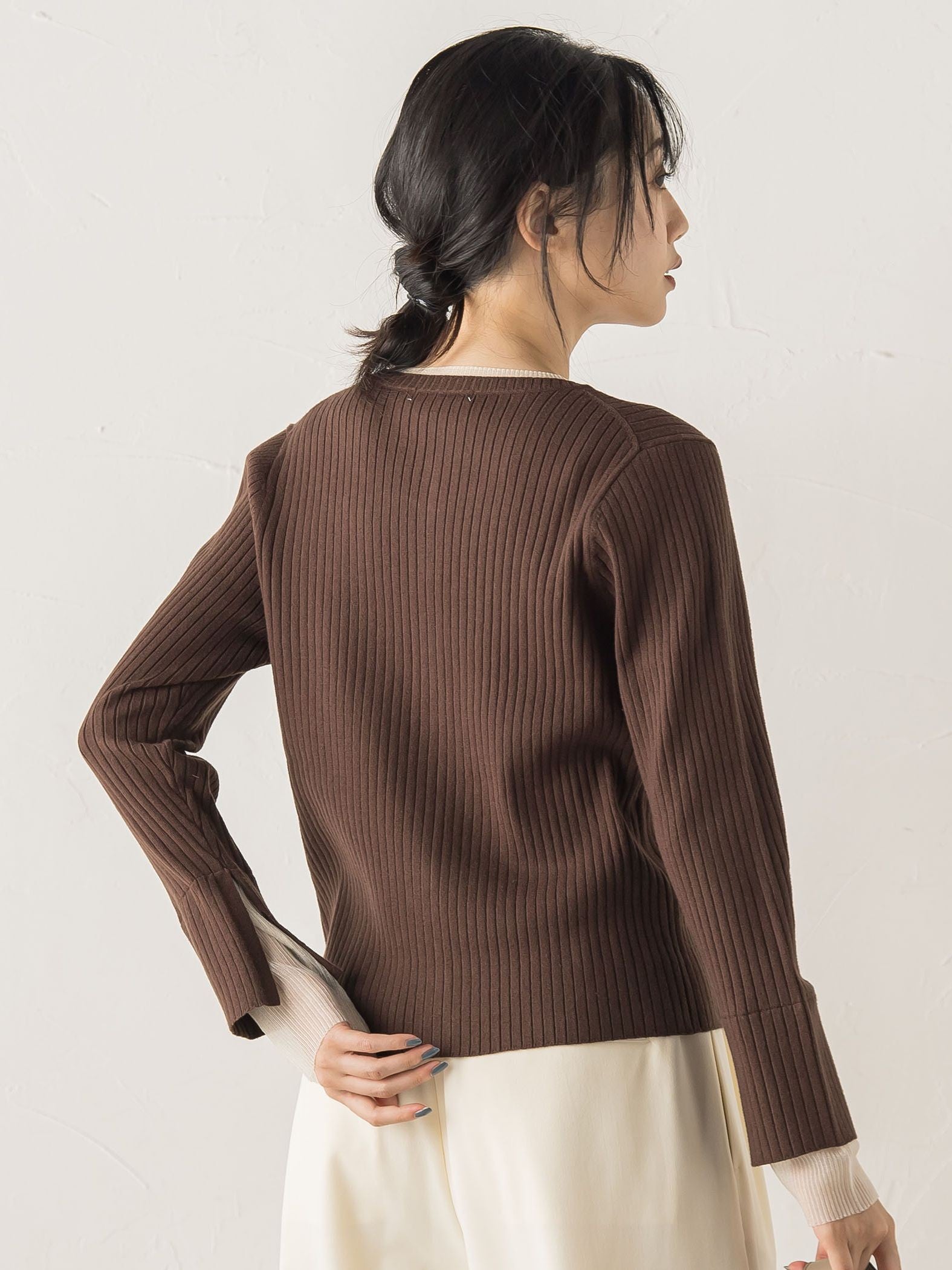 シアー切替えRIBニット≪手洗い可能≫