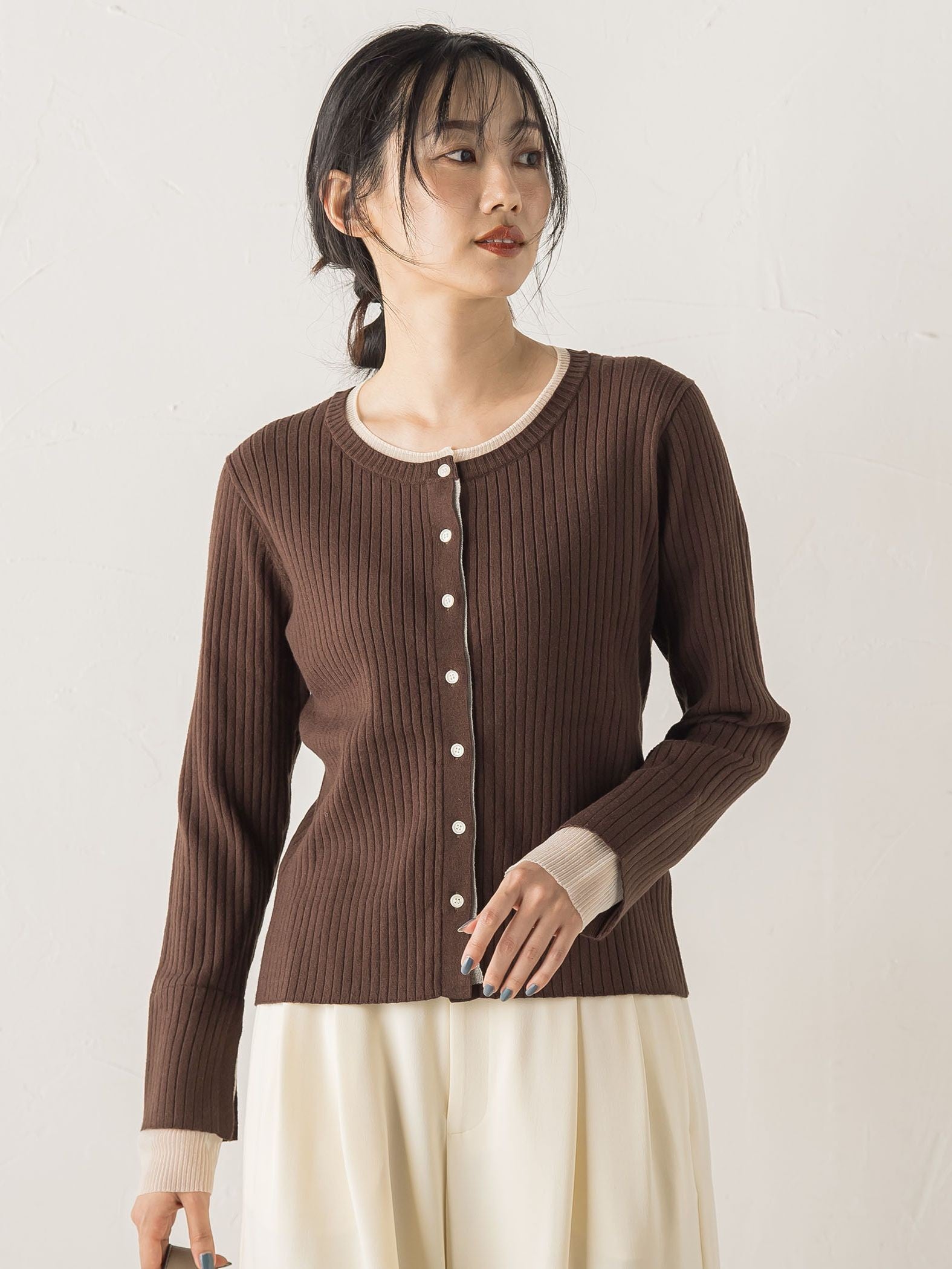 シアー切替えRIBニット≪手洗い可能≫