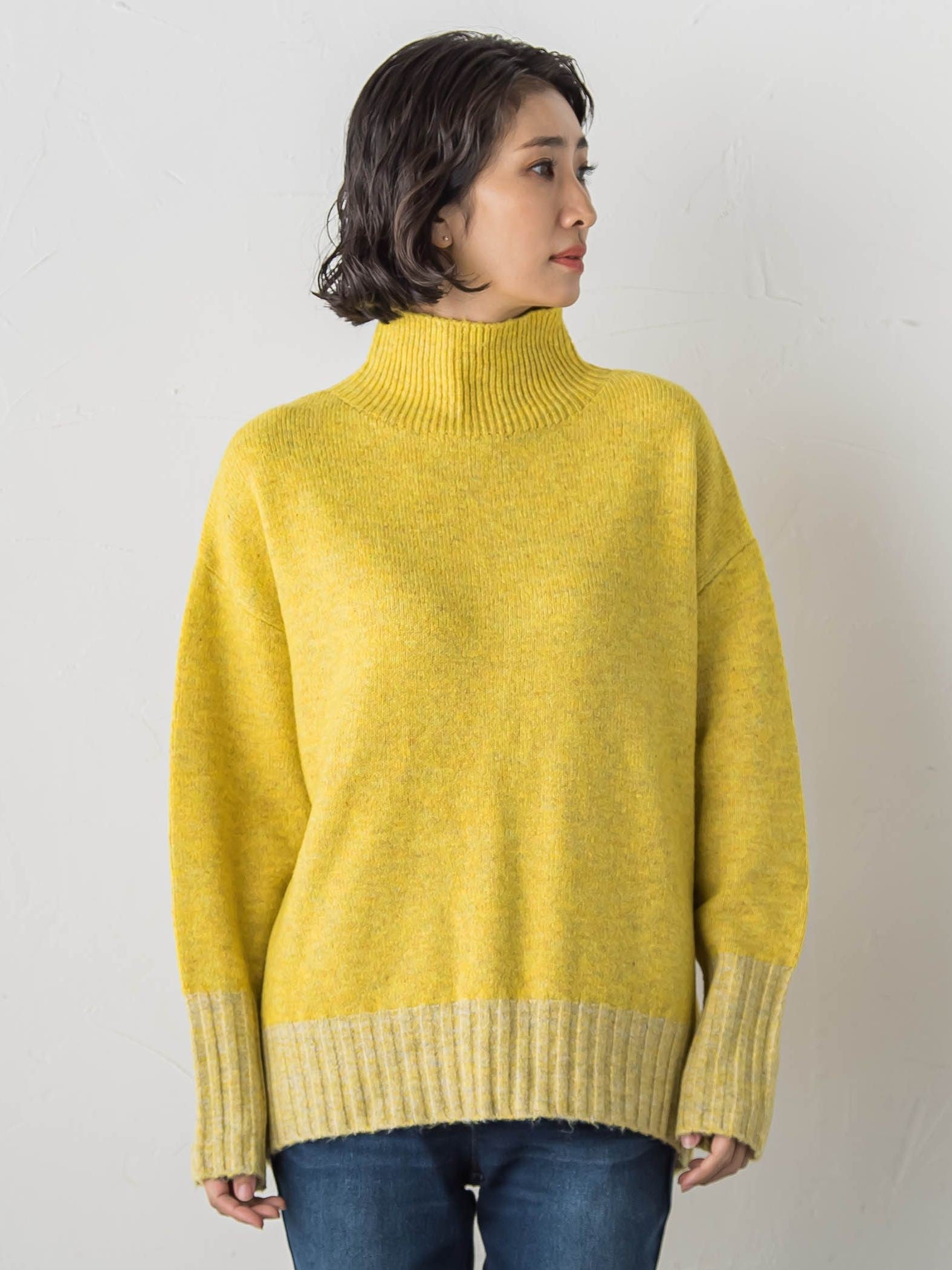 【WEB限定】”ふんわり配色の”もっちりハイネックニット