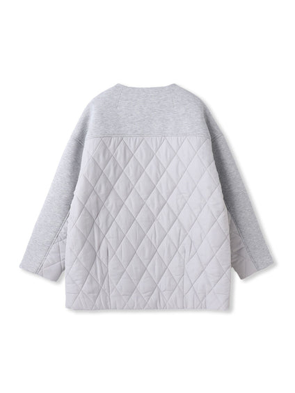 モスダンボール×中綿キルティングノーカラーコート≪手洗い可能≫