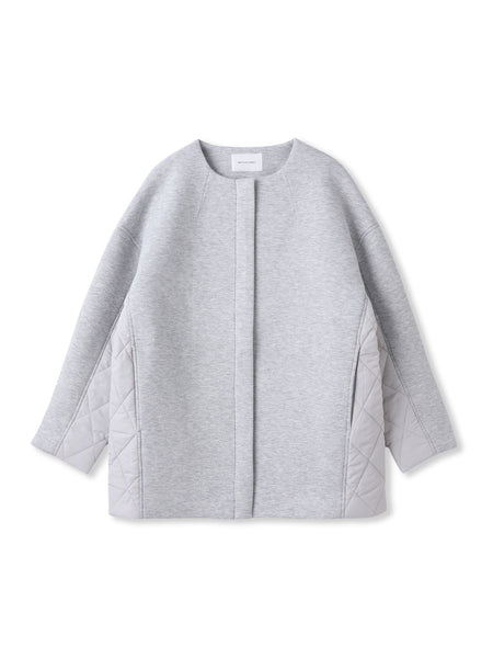 モスダンボール×中綿キルティングノーカラーコート≪手洗い可能≫