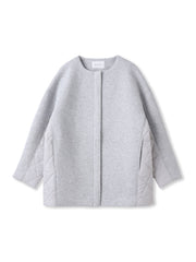 モスダンボール×中綿キルティングノーカラーコート≪手洗い可能≫