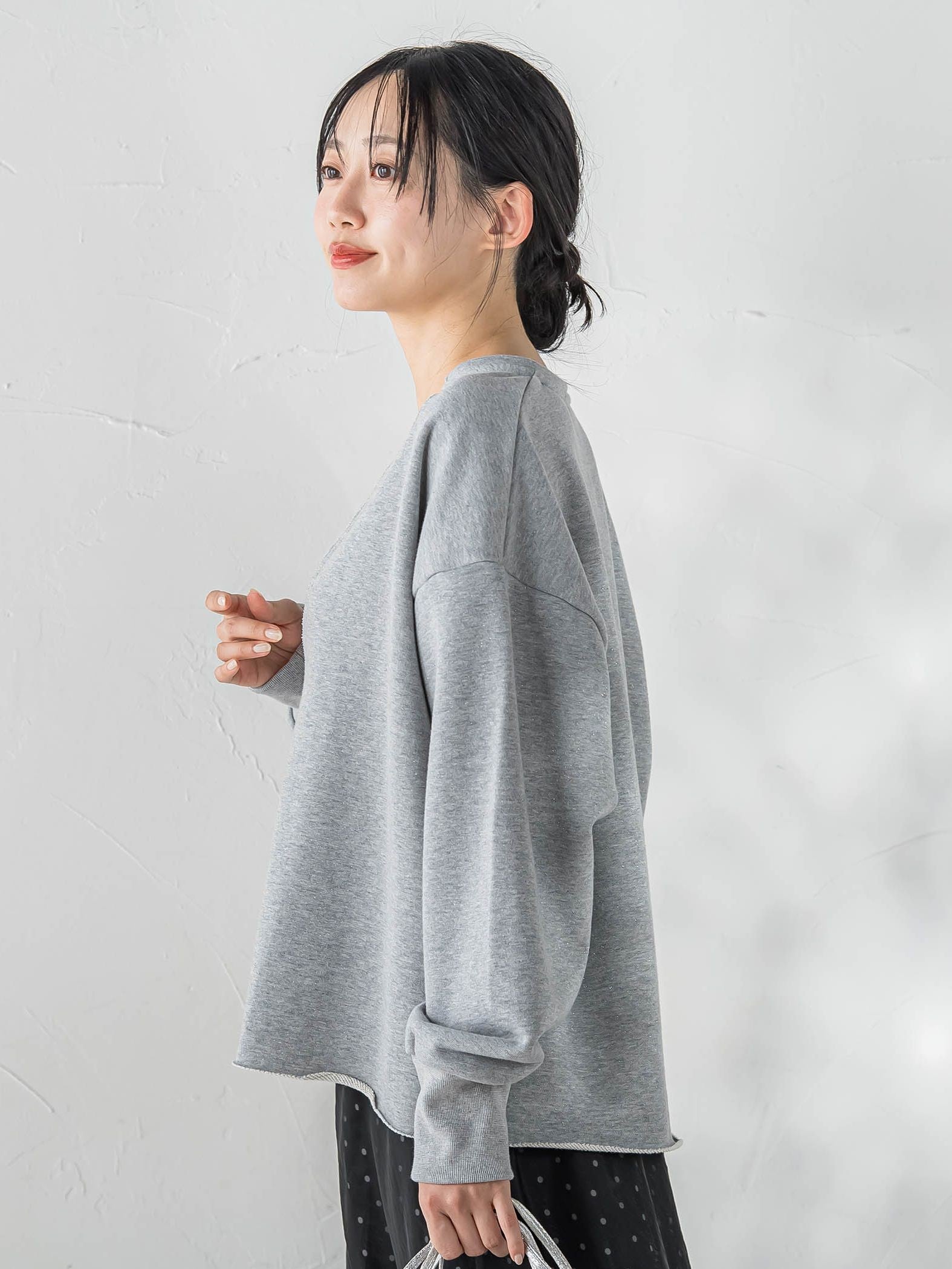 裏毛Vネックカットソー≪手洗い可能≫