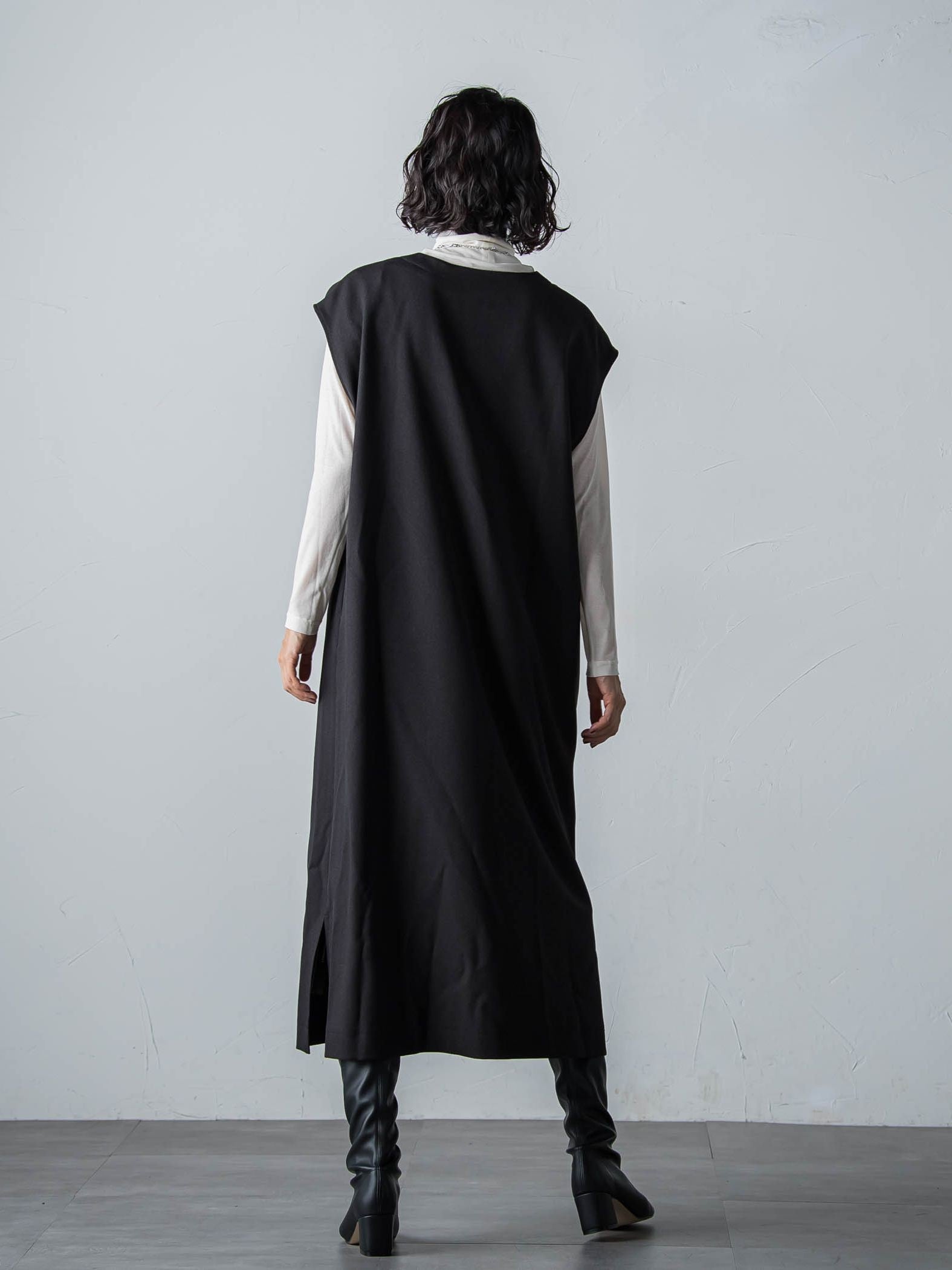 【WEB限定】【3サイズ展開】キーネックワンピース≪イージーケア/毛玉になりにくい≫
