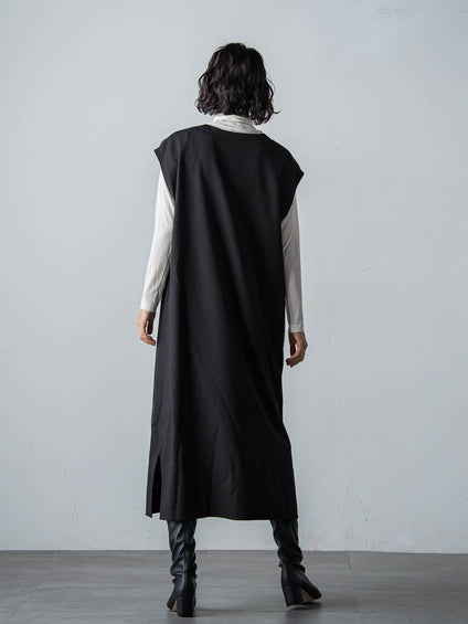 【WEB限定】【3サイズ展開】キーネックワンピース≪イージーケア/毛玉になりにくい≫