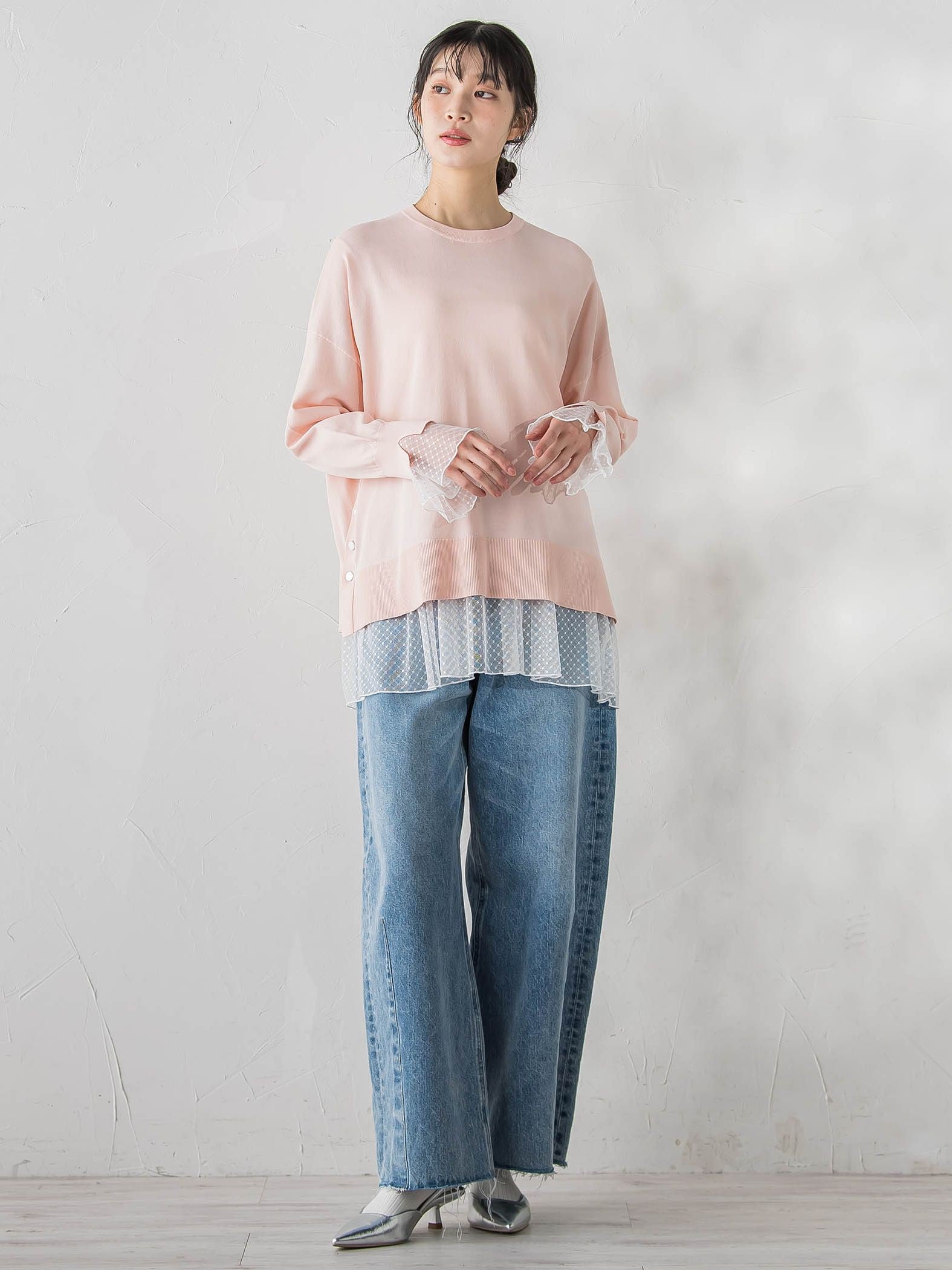 チュールドットチュニックプルオーバー≪洗濯機で洗える≫