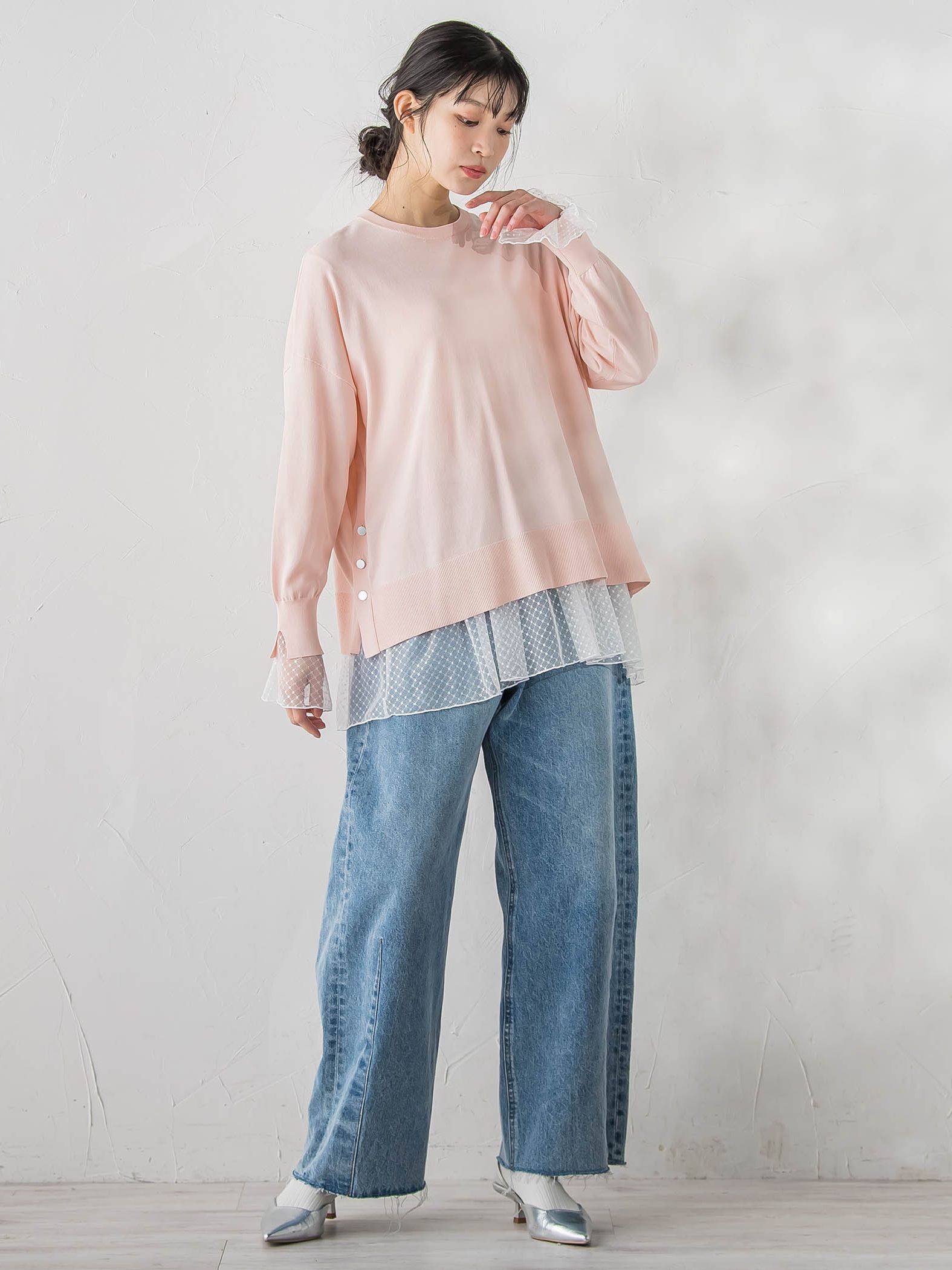 チュールドットチュニックプルオーバー≪洗濯機で洗える≫