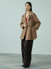 ツィーディチェックWボタンジャコット