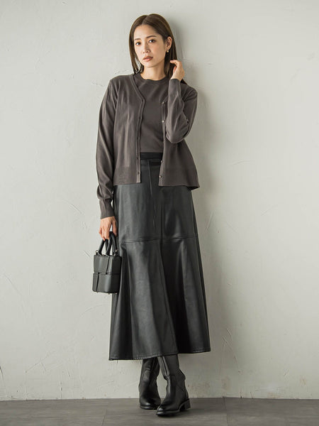レザーライクリベット付きフレアスカート≪手洗い可能≫ | ketty