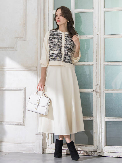 CLARENSONミックスツイードカーディガン