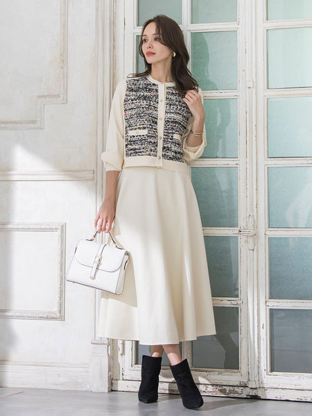 CLARENSONミックスツイードカーディガン