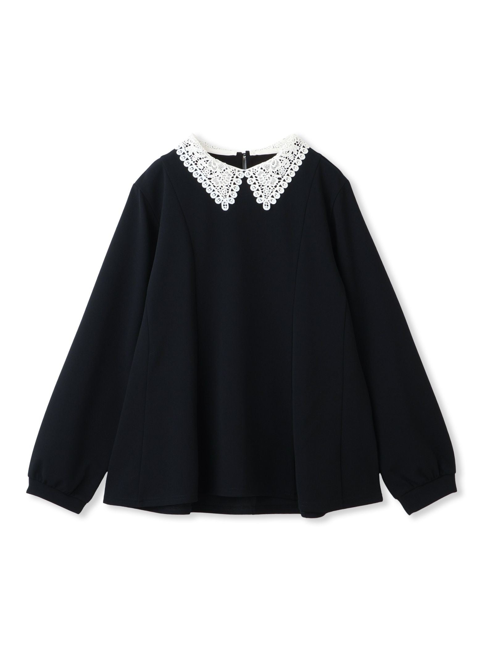 カットジョーゼットレースカラーフレアプルオーバー