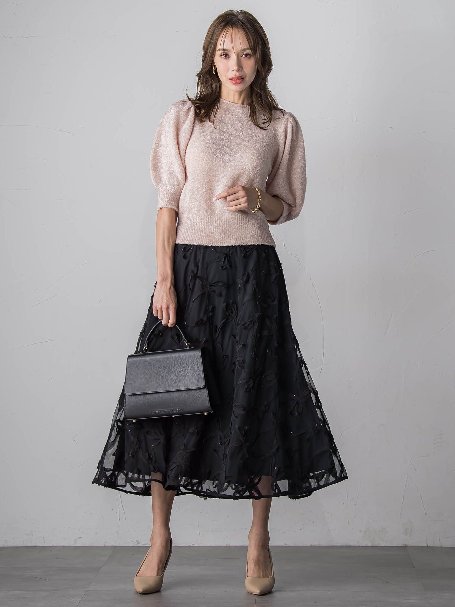 スパンコールテープチュールスカート