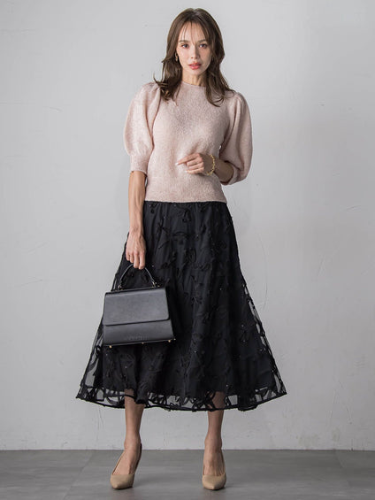 スパンコールテープチュールスカート