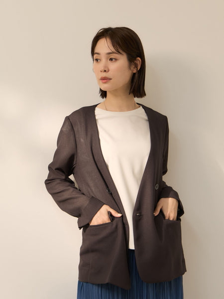 グリッディメッシュノーカラージャケット