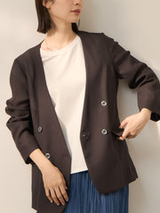 グリッディメッシュノーカラージャケット