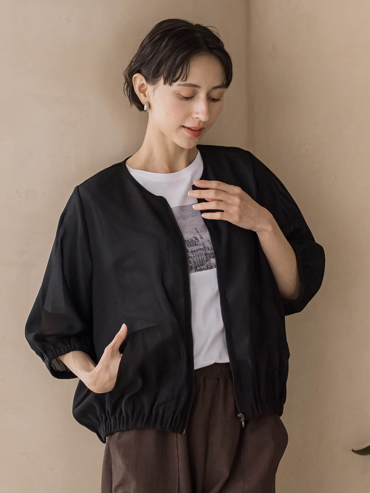 メッシュベイカーブルゾン