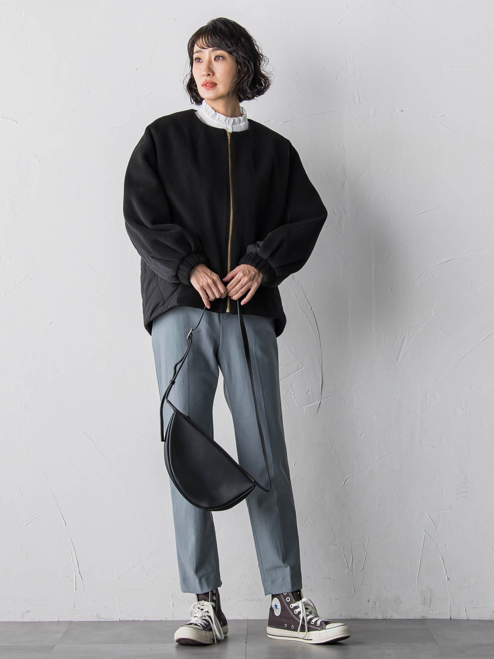 【biyori】キルティングノーカラーブルゾン