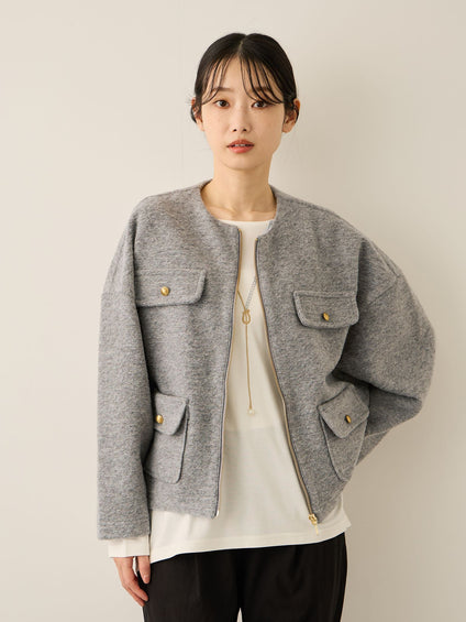 イタリアンエアリー4ポケットZIPブルゾン≪手洗い可能≫