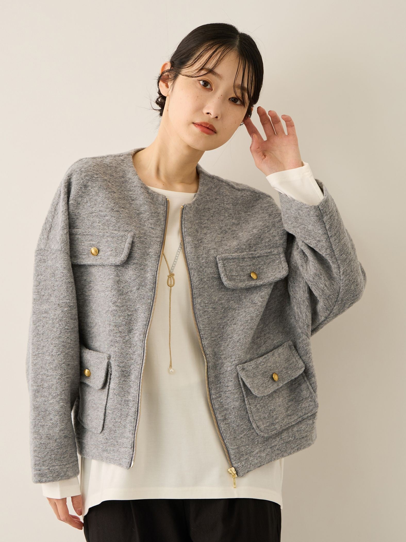 イタリアンエアリー4ポケットZIPブルゾン≪手洗い可能≫