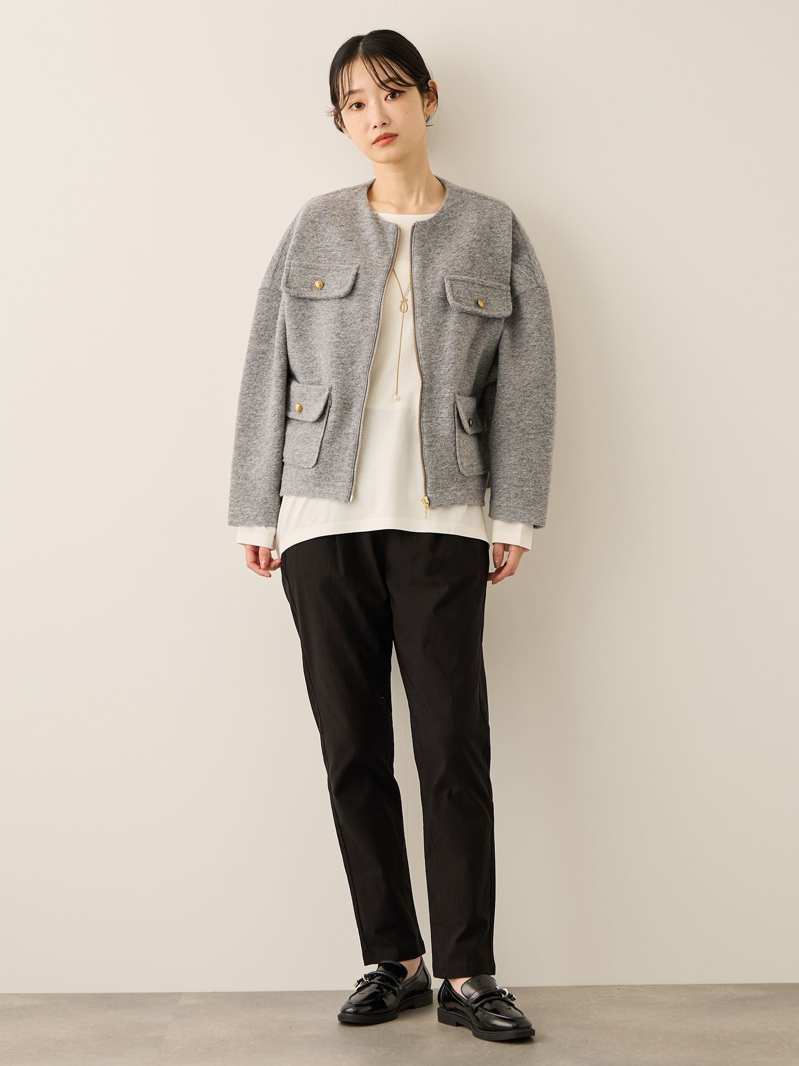 イタリアンエアリー4ポケットZIPブルゾン≪手洗い可能≫