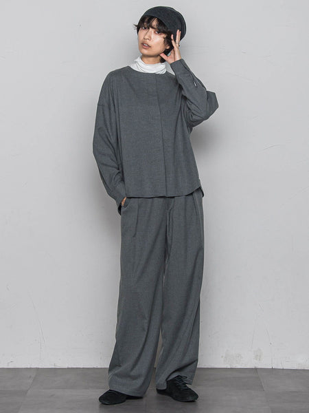 【一瞬で楽とキレイを叶える】裏起毛イージーワイドパンツ≪手洗い可能≫