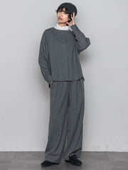 【一瞬で楽とキレイを叶える】裏起毛イージーワイドパンツ≪手洗い可能≫