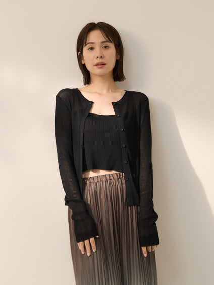 リネンフィールカーディガンキャミセット