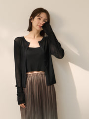 リネンフィールカーディガンキャミセット