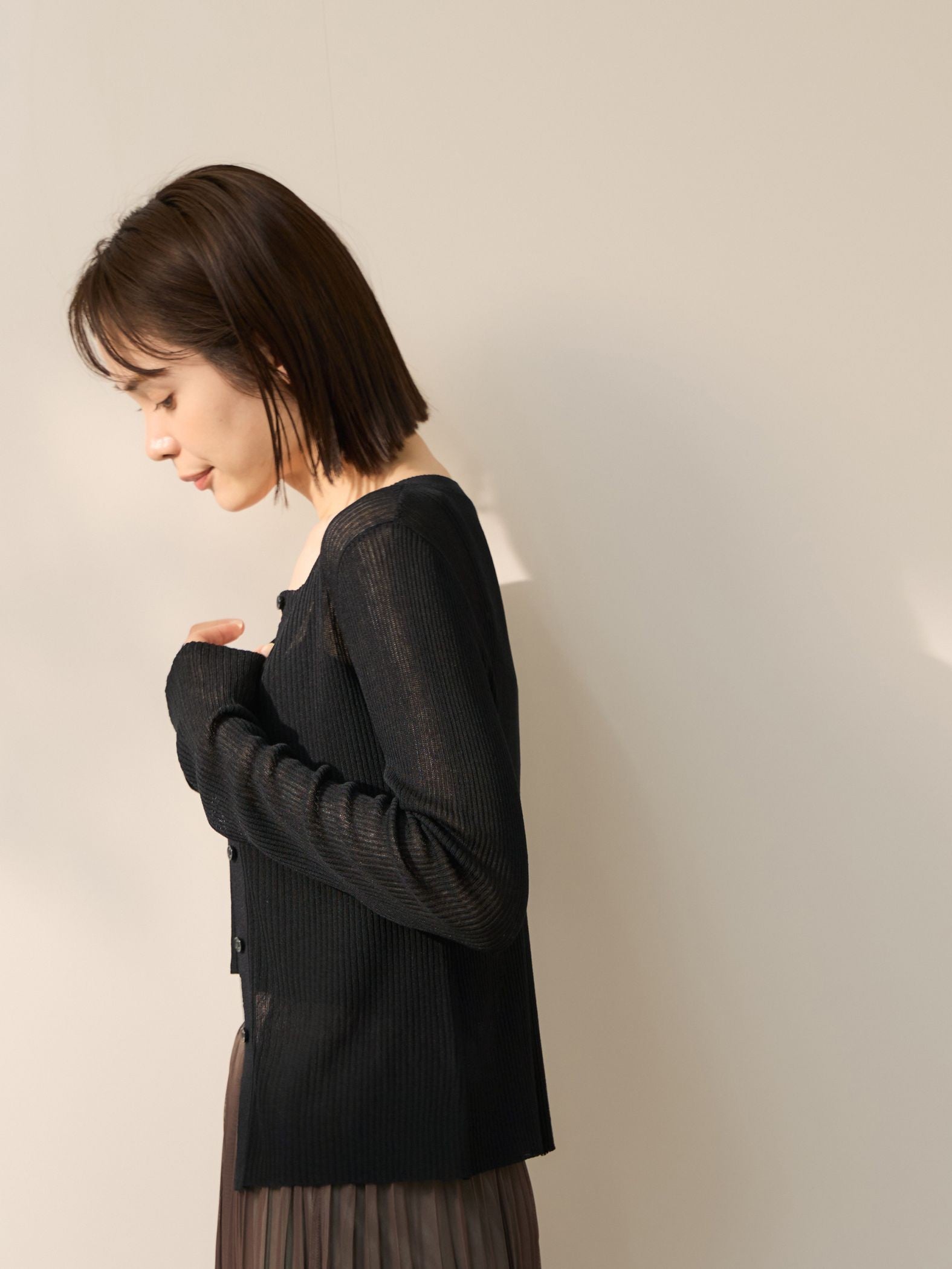 リネンフィールカーディガンキャミセット