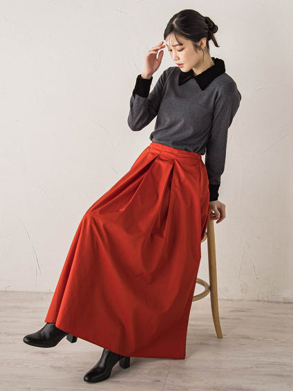 ベロア襟付きニット≪手洗い可能≫