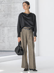 クレープサテン長袖ブラウス ≪手洗い可能≫