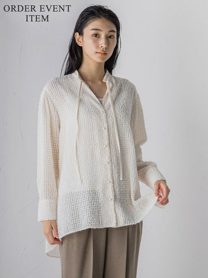 【大きいサイズ/受注会限定/2024 SPRING ORDER EVENT】フェザーシフォンブラウス