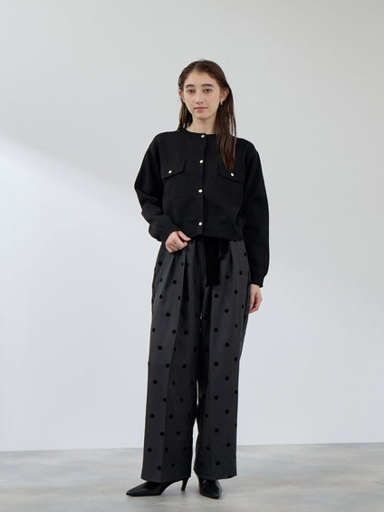 フロッキードットイージーワイドパンツ≪手洗い可能≫