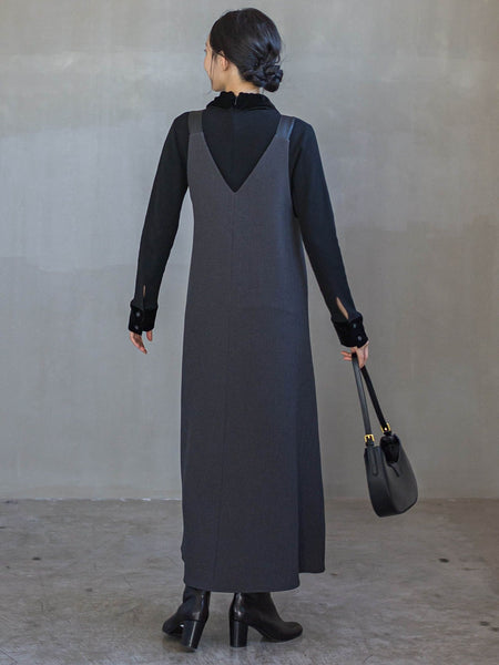 ミックスツイード×レザーライクジャンスカ≪洗濯機で洗える≫