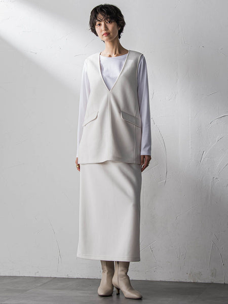 軽量ボンディング3ピーススカートセットアップ≪洗濯機で洗える≫