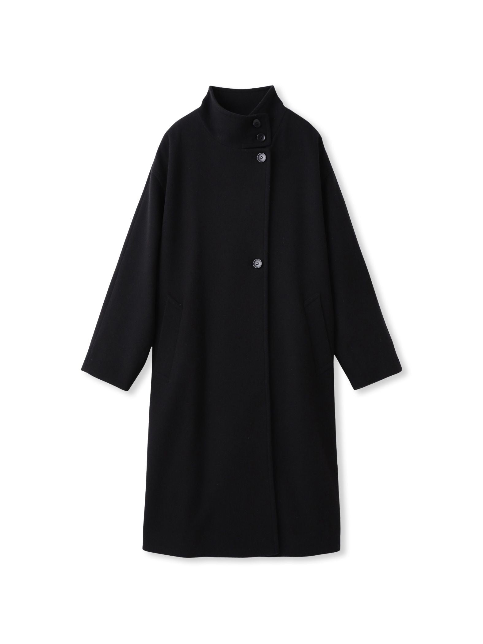 ライトジャージメルトンスタンドカラーロングコート