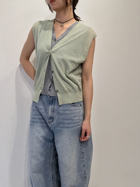 【2piece】sheer layerd vest