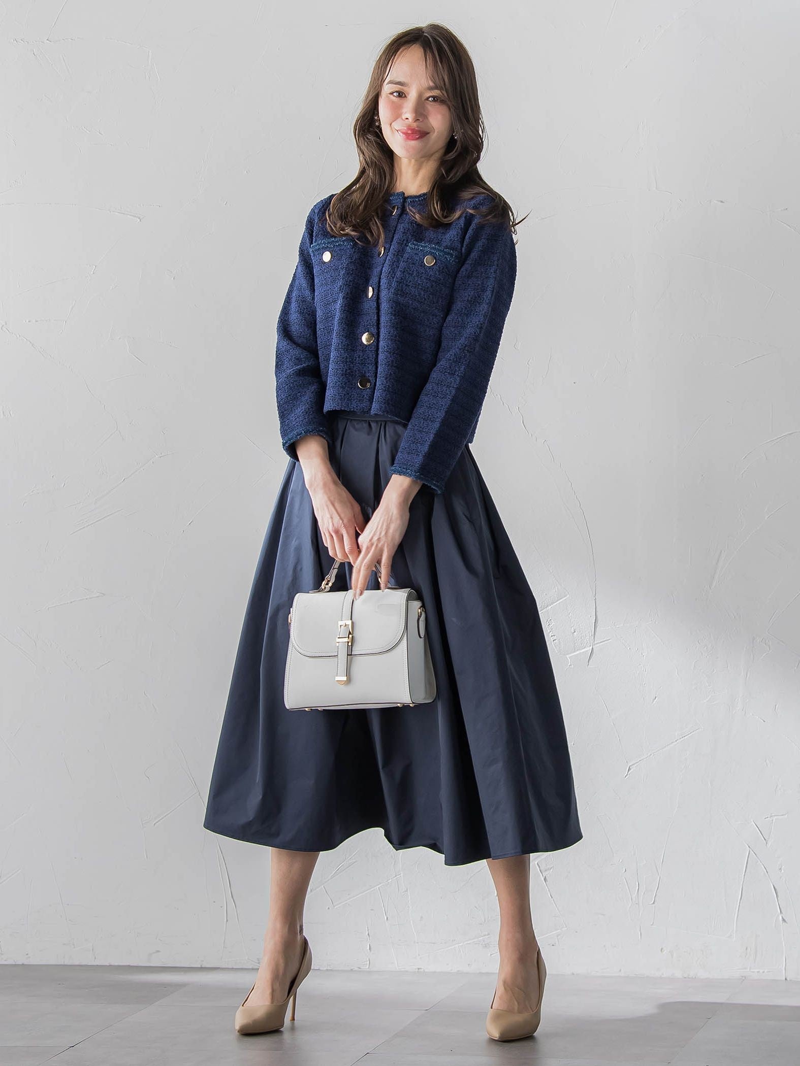 ツイードニットカーディガン