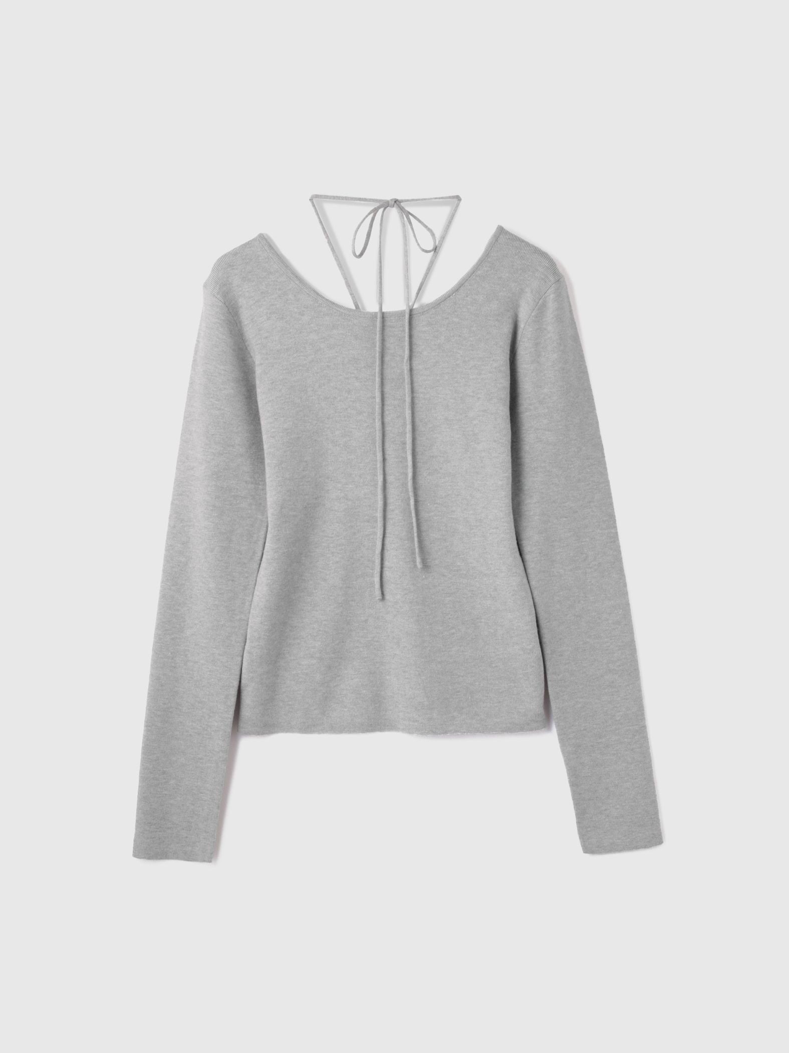 ストリング付バレエネックリブニット≪手洗い可能≫