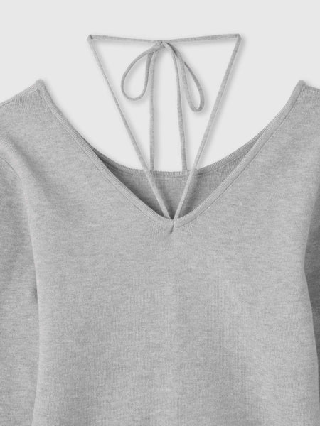 ストリング付バレエネックリブニット≪手洗い可能≫