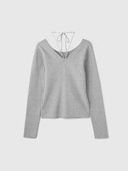 ストリング付バレエネックリブニット≪手洗い可能≫