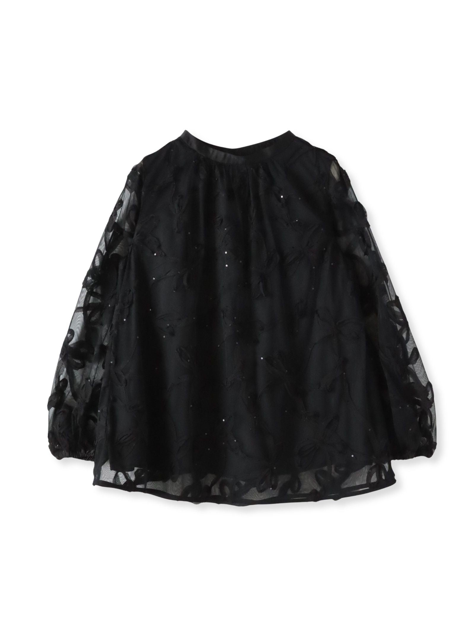 スパンコールテープチュールブラウス